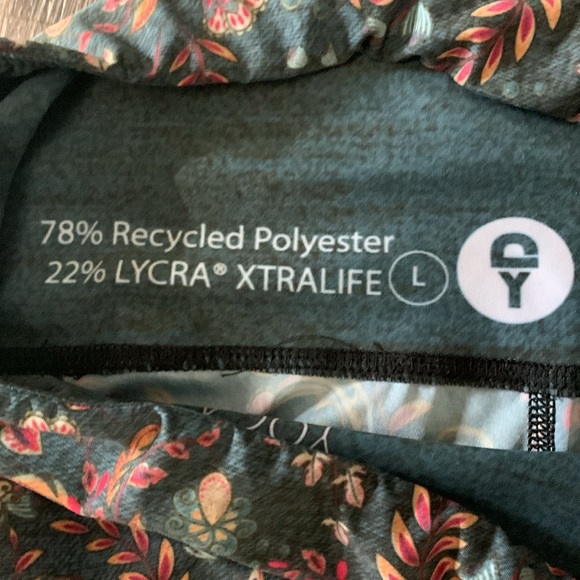 Yoga democracy Festival Denim Printed Bell Bottoms flare leggings floral size L - Picture 4 of 10